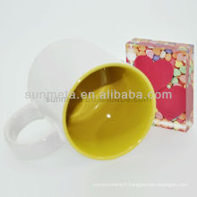 Sublimation tasse blanche avec couleur intérieur subliamtion imprimé tasses yiwu usine